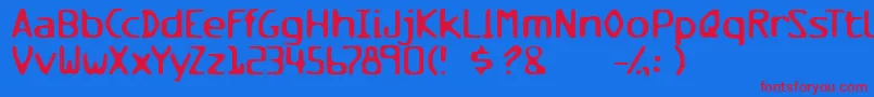 Milesandmilesofverticalsmil Font – Red Fonts on Blue Background