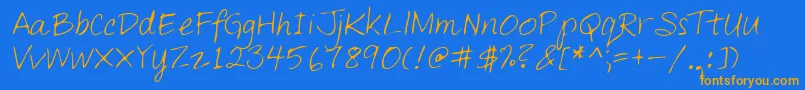 Lehn261-Schriftart – Orangefarbene Schriften auf blauem Hintergrund