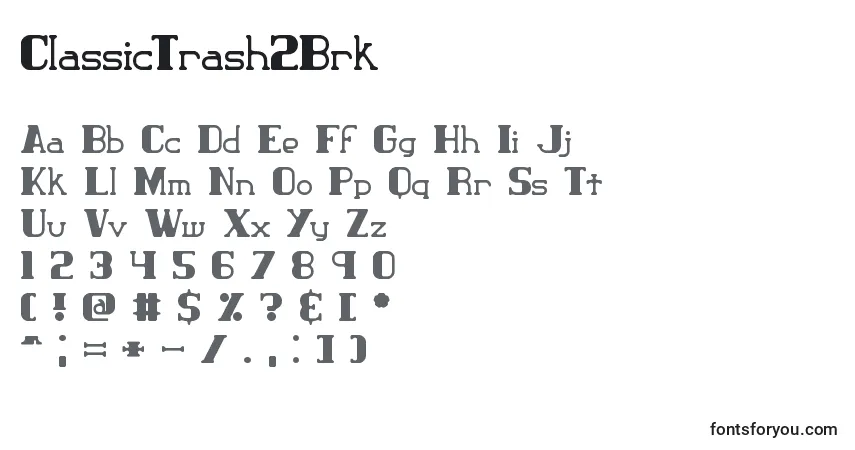 ClassicTrash2Brk Font – alphabet, numbers, special characters