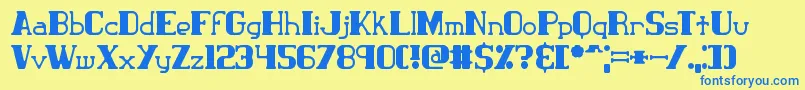 ClassicTrash2Brk Font – Blue Fonts on Yellow Background