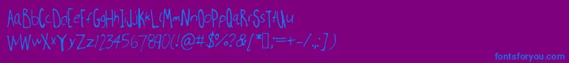 フォントMillweemanuscripting – 紫色の背景に青い文字