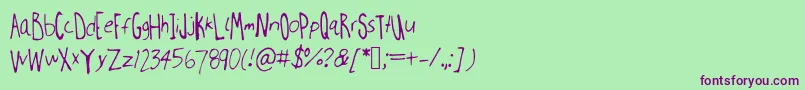Шрифт Millweemanuscripting – фиолетовые шрифты на зелёном фоне