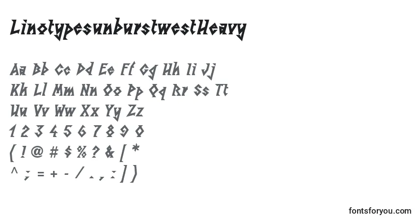 Czcionka LinotypesunburstwestHeavy – alfabet, cyfry, specjalne znaki