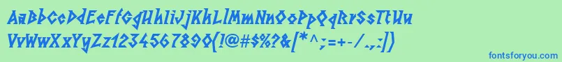 LinotypesunburstwestHeavy-Schriftart – Blaue Schriften auf grünem Hintergrund