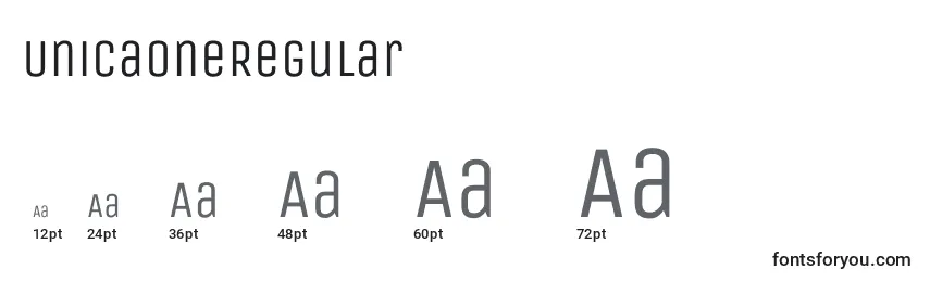 Размеры шрифта UnicaoneRegular