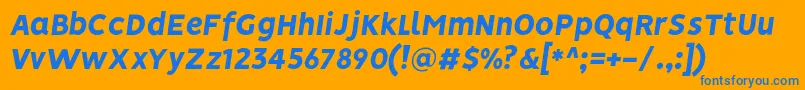 VisionHeavyitalic Font – Blue Fonts on Orange Background