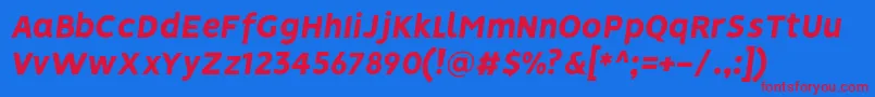 VisionHeavyitalic Font – Red Fonts on Blue Background