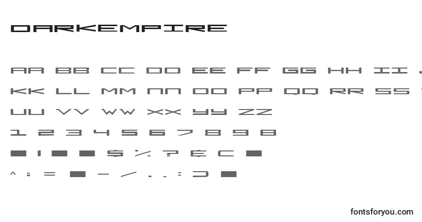 A fonte DarkEmpire – alfabeto, números, caracteres especiais