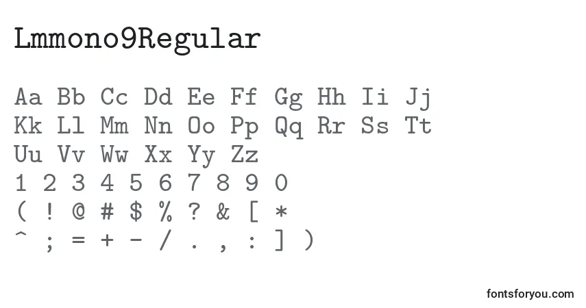 Czcionka Lmmono9Regular – alfabet, cyfry, specjalne znaki