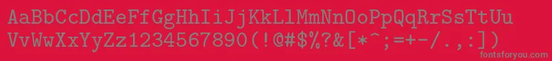 Шрифт Lmmono9Regular – серые шрифты на красном фоне