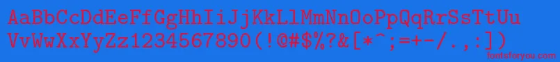 Lmmono9Regular Font – Red Fonts on Blue Background