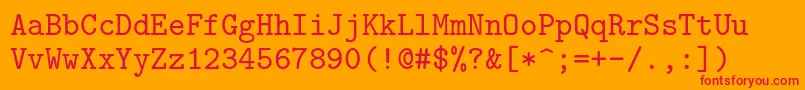 Fonte Lmmono9Regular – fontes vermelhas em um fundo laranja
