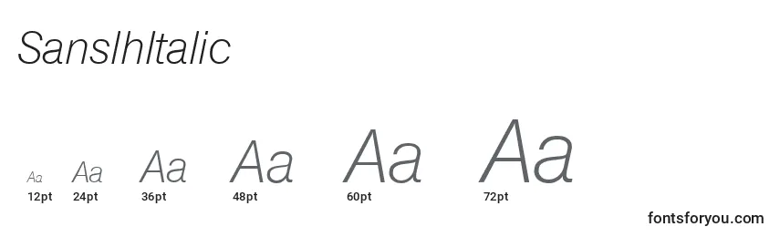 Размеры шрифта SanslhItalic