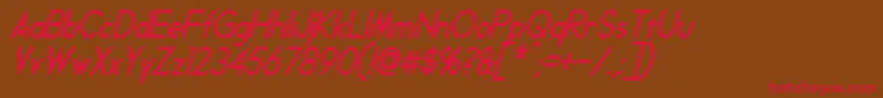 GeddesCondensedBoldItalic-Schriftart – Rote Schriften auf braunem Hintergrund