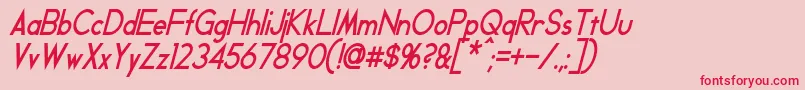 フォントGeddesCondensedBoldItalic – ピンクの背景に赤い文字