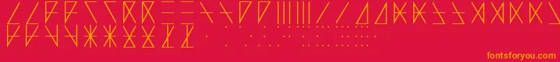 フォントAdventureAlphabet – 赤い背景にオレンジの文字