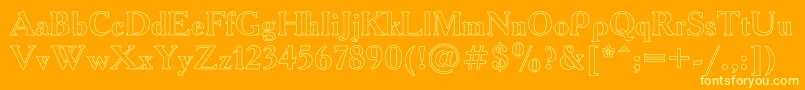 AcademyHo-Schriftart – Gelbe Schriften auf orangefarbenem Hintergrund