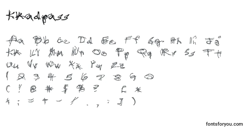 Шрифт Kkadpass – алфавит, цифры, специальные символы