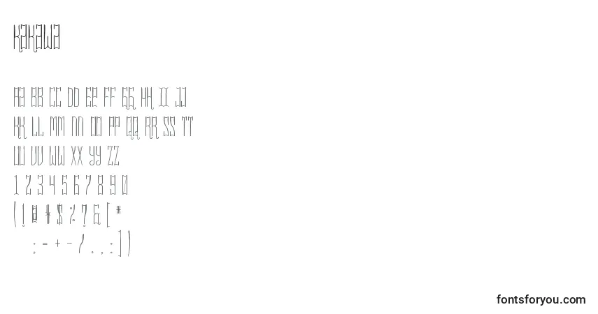 Schriftart Kakawa – Alphabet, Zahlen, spezielle Symbole