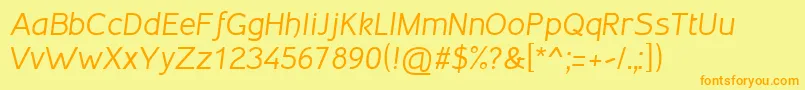 Inprimis56italicV126free Font – Orange Fonts on Yellow Background