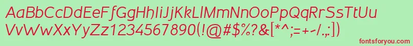 Inprimis56italicV126free Font – Red Fonts on Green Background