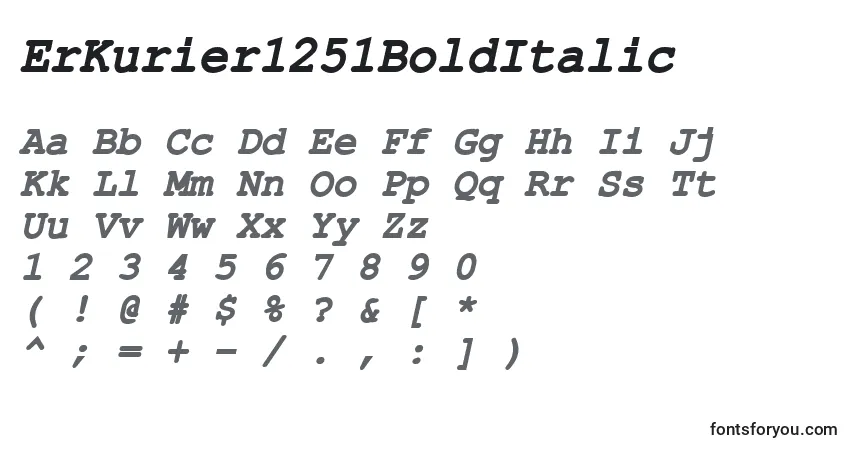 A fonte ErKurier1251BoldItalic – alfabeto, números, caracteres especiais