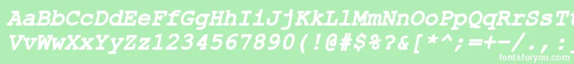 ErKurier1251BoldItalic Font – White Fonts on Green Background