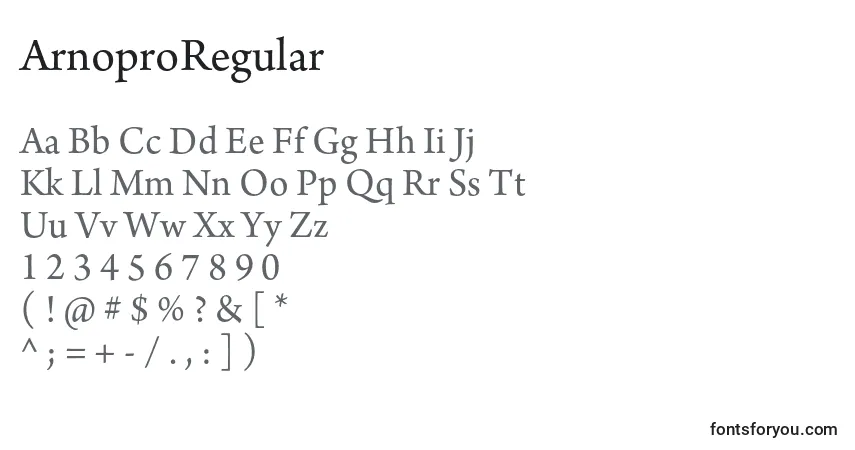 Шрифт ArnoproRegular – алфавит, цифры, специальные символы