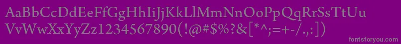 フォントArnoproRegular – 紫の背景に灰色の文字