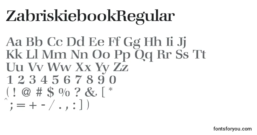 ZabriskiebookRegular-fontti – aakkoset, numerot, erikoismerkit