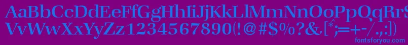 Fonte ZabriskiebookRegular – fontes azuis em um fundo violeta