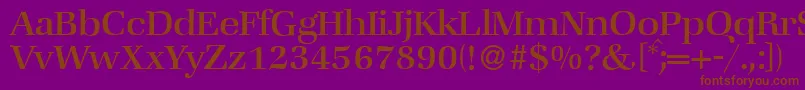 ZabriskiebookRegular-Schriftart – Braune Schriften auf violettem Hintergrund