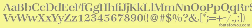 ZabriskiebookRegular-Schriftart – Graue Schriften auf gelbem Hintergrund