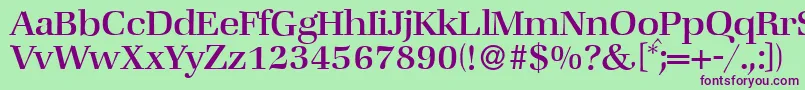フォントZabriskiebookRegular – 緑の背景に紫のフォント