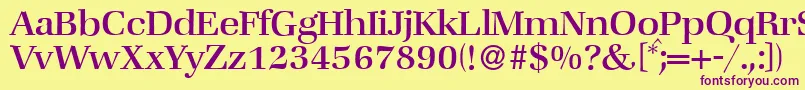フォントZabriskiebookRegular – 紫色のフォント、黄色の背景