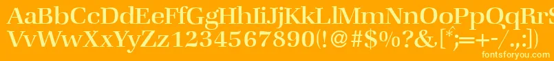 ZabriskiebookRegular-fontti – keltaiset fontit oranssilla taustalla
