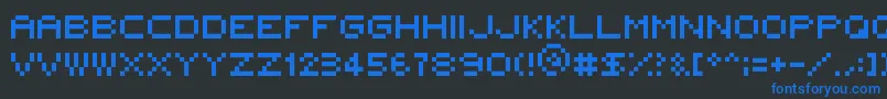 5x5Rounded-Schriftart – Blaue Schriften auf schwarzem Hintergrund