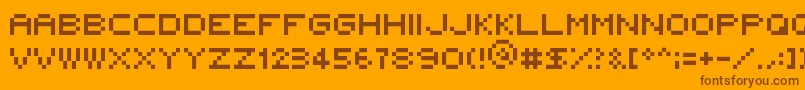 5x5Rounded-Schriftart – Braune Schriften auf orangefarbenem Hintergrund