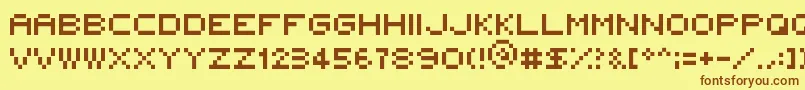 フォント5x5Rounded – 茶色の文字が黄色の背景にあります。