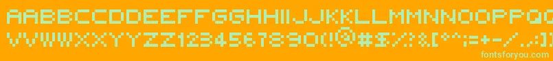 5x5Rounded-Schriftart – Grüne Schriften auf orangefarbenem Hintergrund