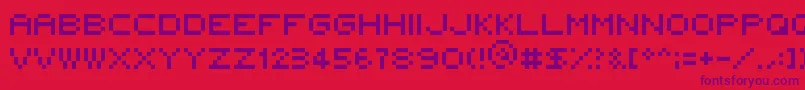 5x5Rounded-Schriftart – Violette Schriften auf rotem Hintergrund