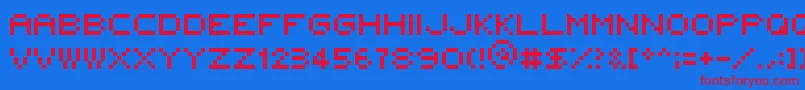 Weitere Informationen zur 5x5Rounded-Schriftart 5x5Rounded-Schriftart – Rote Schriften auf blauem Hintergrund