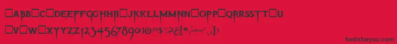 フォントThrillerRegular – 赤い背景に黒い文字