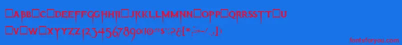 ThrillerRegular-fontti – punaiset fontit sinisellä taustalla