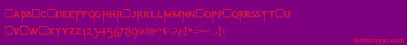 フォントThrillerRegular – 紫の背景に赤い文字