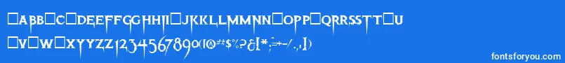 フォントThrillerRegular – 青い背景に白い文字