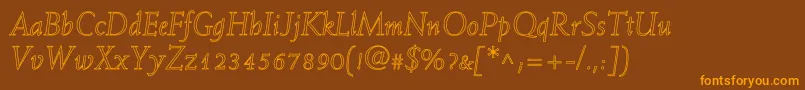 WeissItalicHollow Font – Orange Fonts on Brown Background