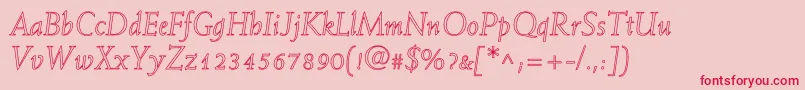 WeissItalicHollow Font – Red Fonts on Pink Background