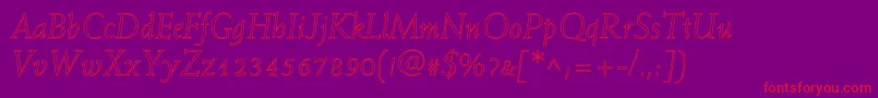 WeissItalicHollow Font – Red Fonts on Purple Background