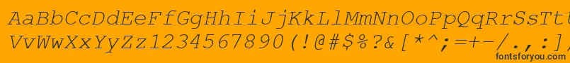 Шрифт CourierPsItalic – чёрные шрифты на оранжевом фоне